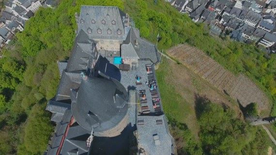 Roof inspection of the Castle Stahleck at the Rhein in Germany.